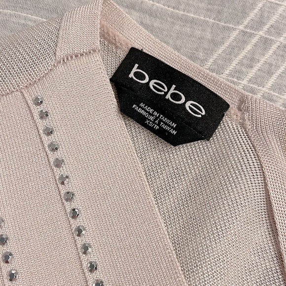 Bebe Embellished Bandage and Mesh Dress, Cream XS - Picture 6 of 7